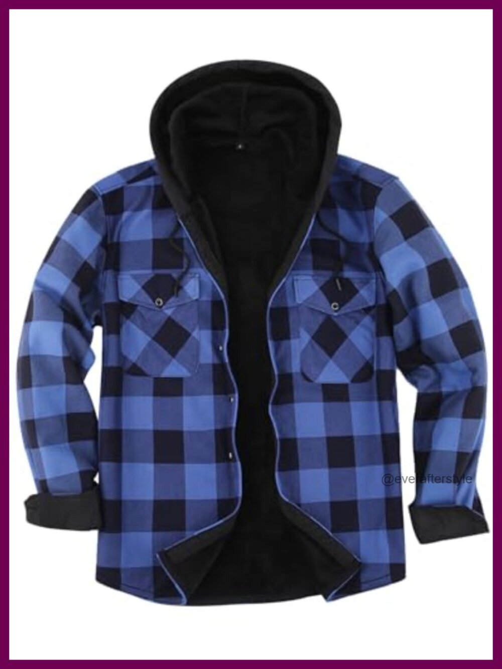 Mens Flannel Plaid Fleece Lined Hooded Shirt Jacket Button Down Hoodie Pockets